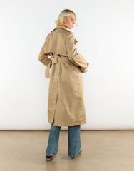 Light Camel Longline Belted Trench Coat