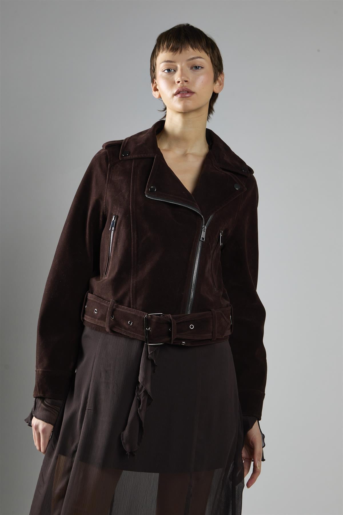 Rich-Brown Biker Long Sleeve-Jacket