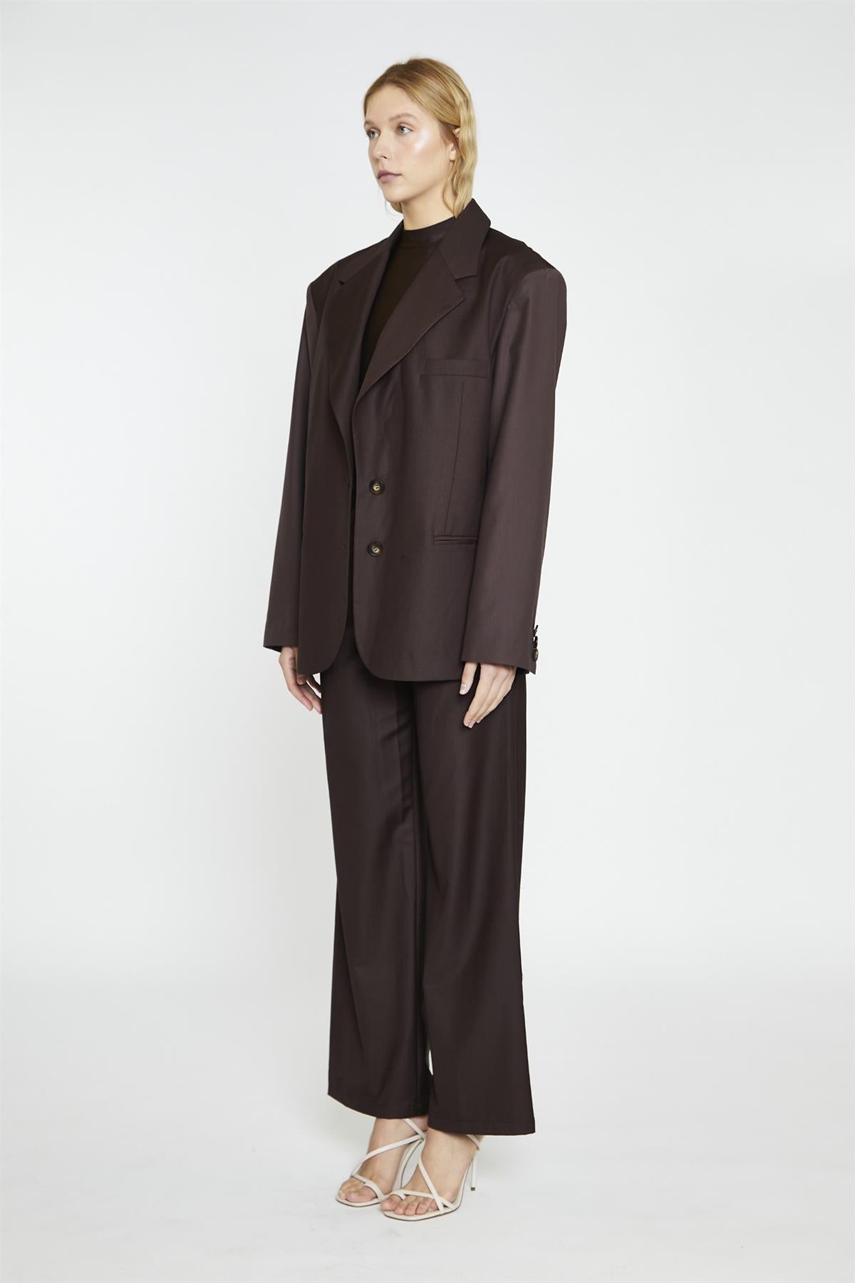 Dark-Brown Oversized-Blazer