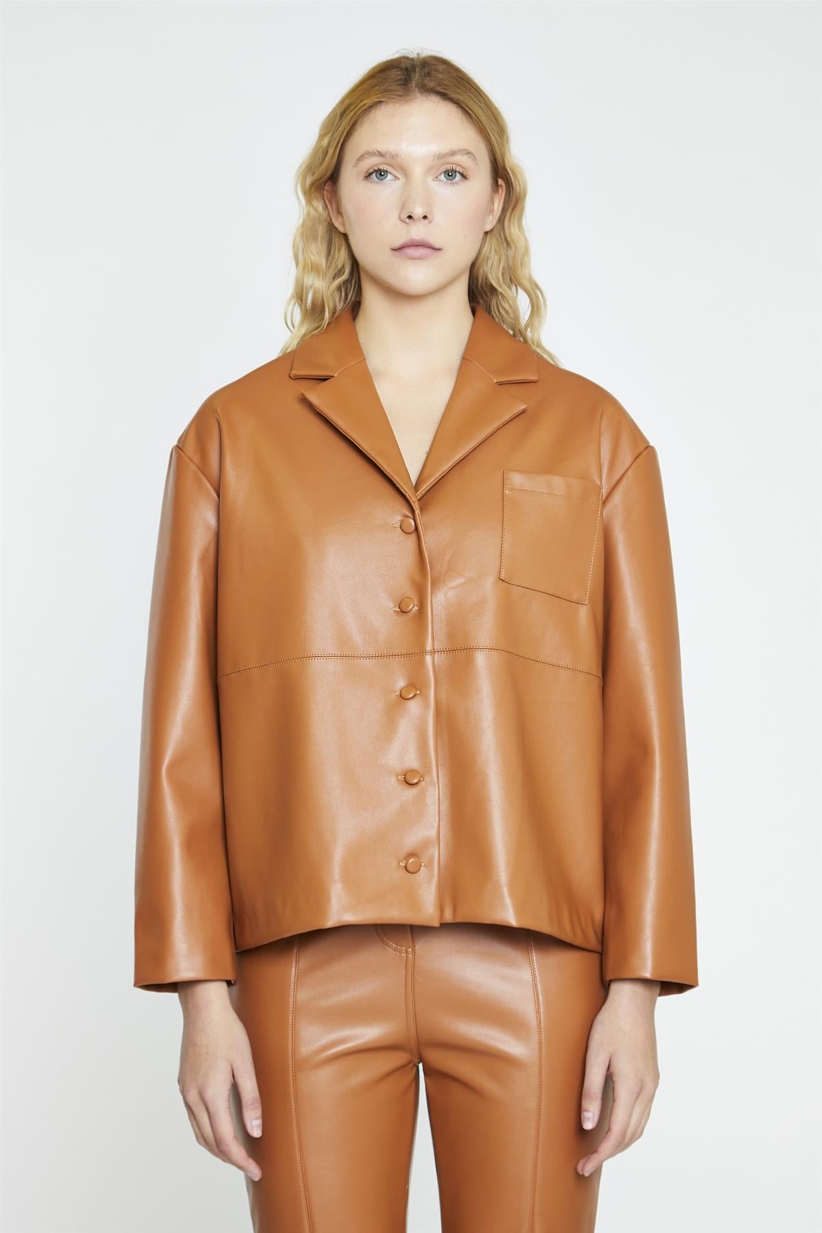 Tan PU Shirt