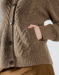 Mid Brown Fleck Collared Cardigan