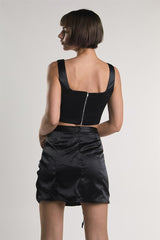 Black Ruched Mini-Skirt