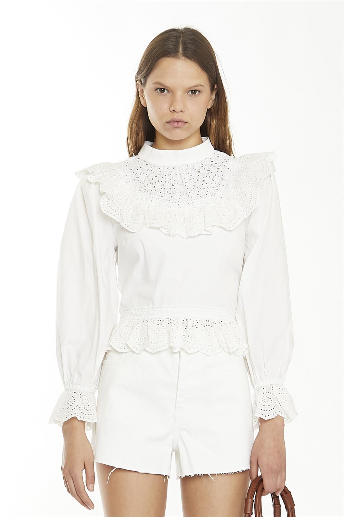 Off-White Lace-Detail Long Sleeve-Top