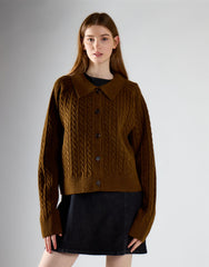 Burnt Brown Collared Cardigan