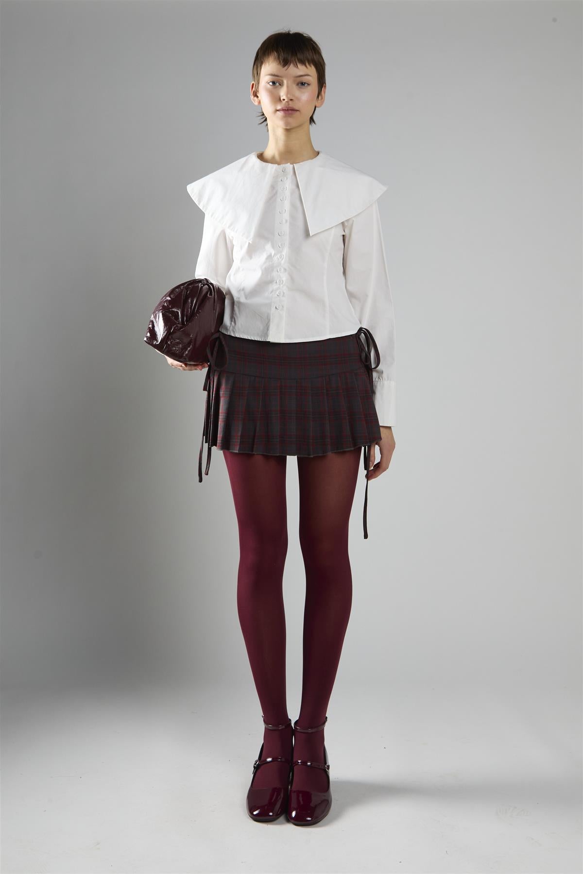 White Button-Front Long Sleeve Top