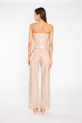 Stone Pu Cargo Trousers
