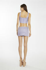 Lilac-Glitter Corset Crop-Top