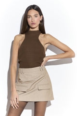 Sepia Knitted Halter Neck Bodysuit