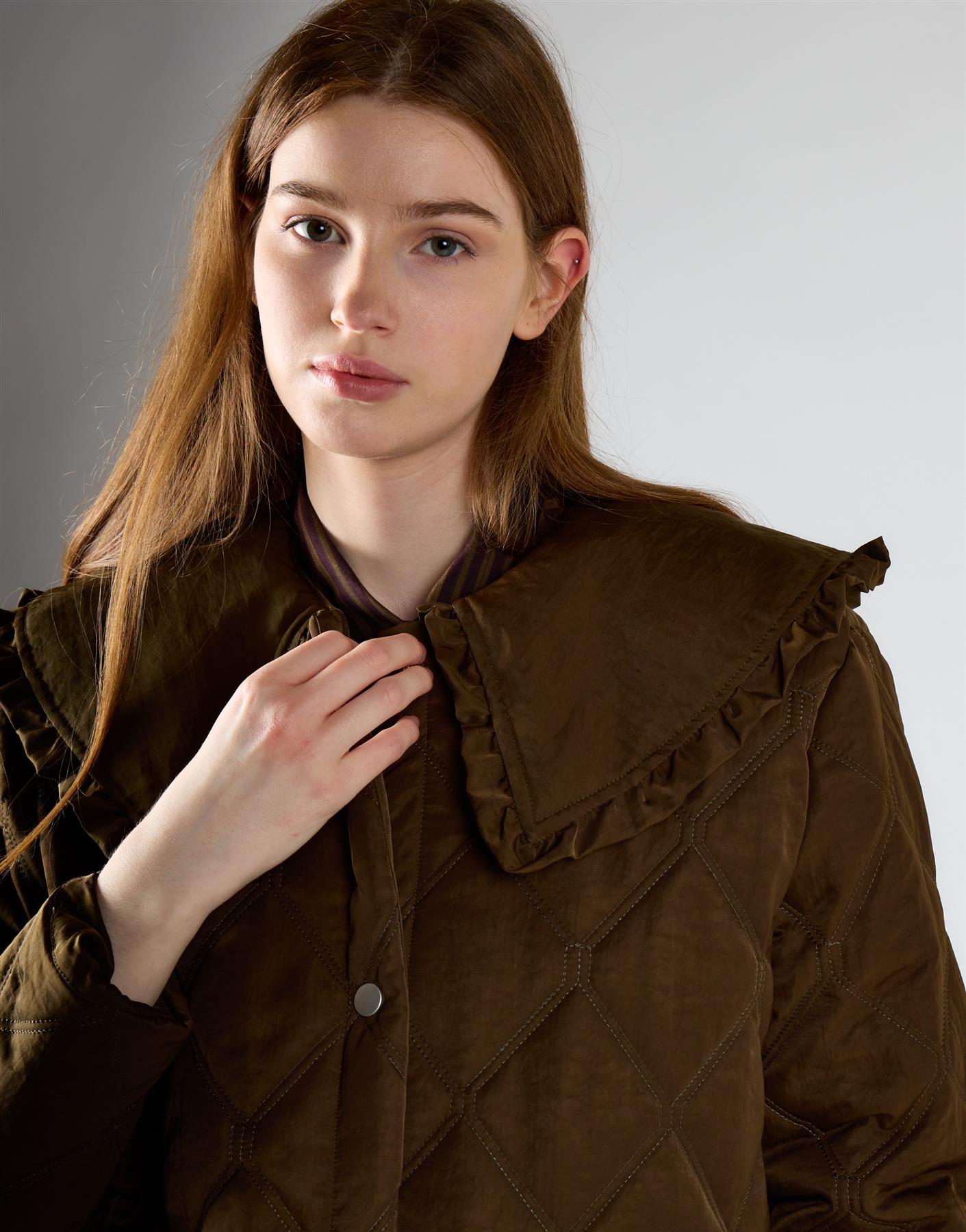 Deep Olive Statement Collar Jacket