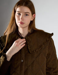 Deep Olive Statement Collar Jacket