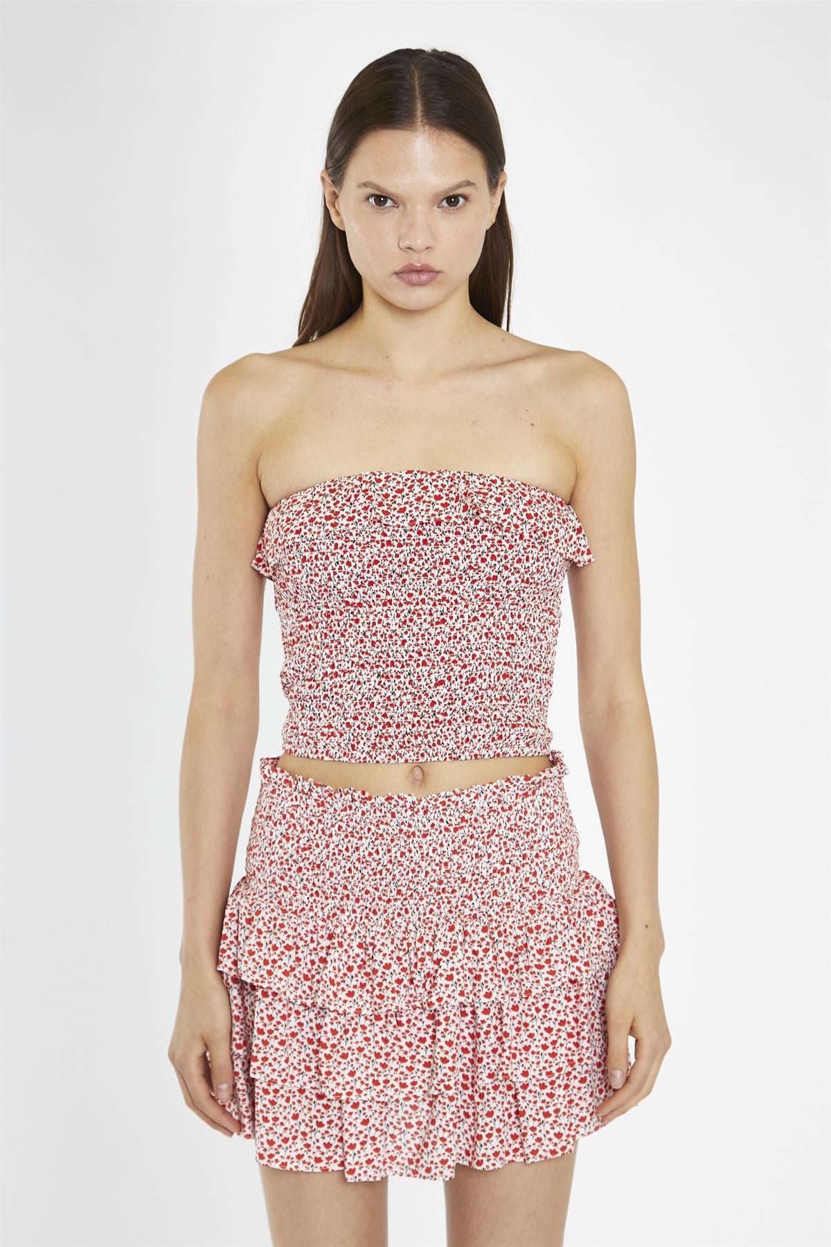 White-Red Tulip RaRa Mini-Skirt