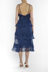 Viola Navy Tiered Ruffle Midi Dress