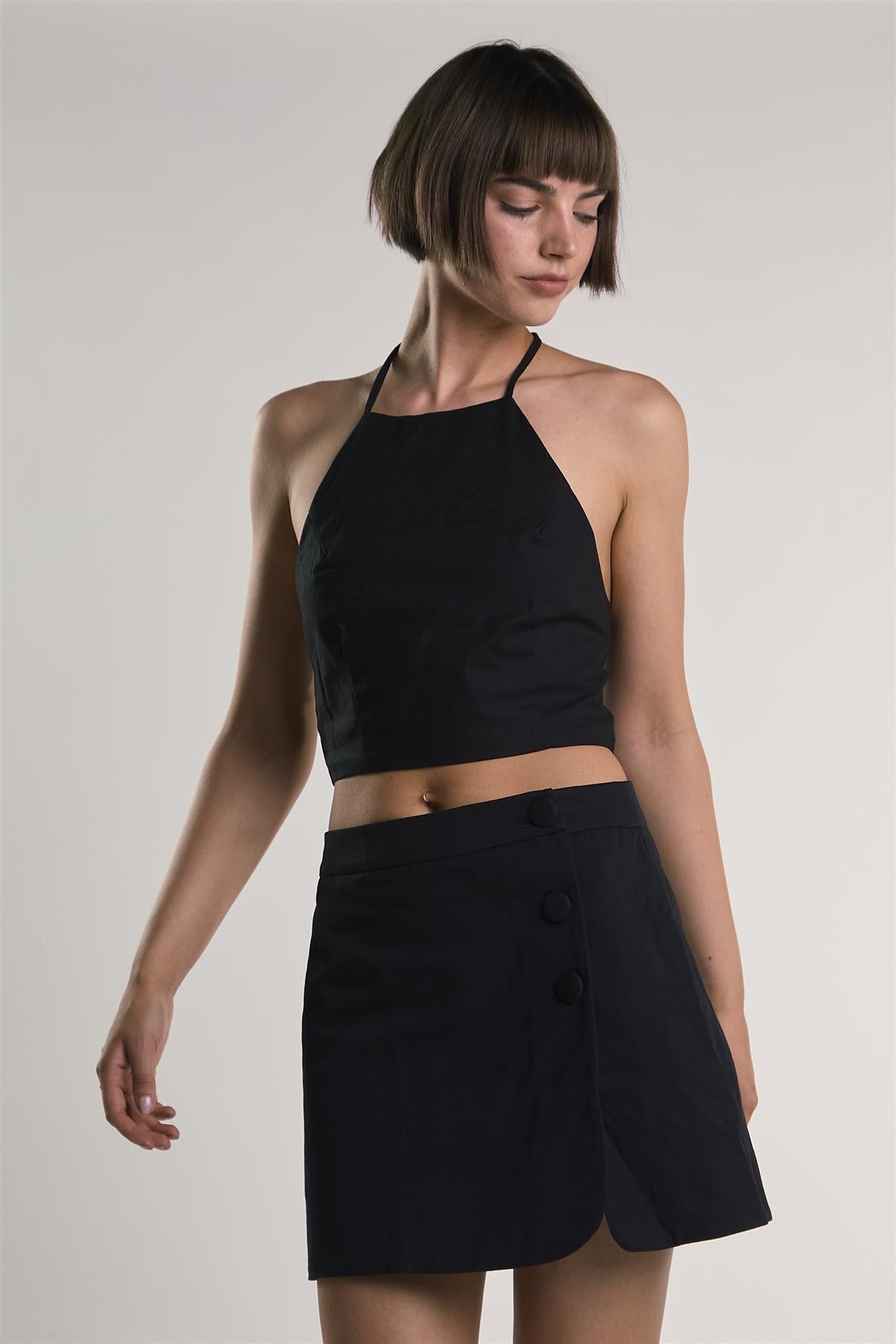 Black Halter-Neck Crop-Top