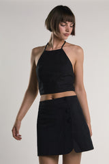 Black Halter-Neck Crop-Top