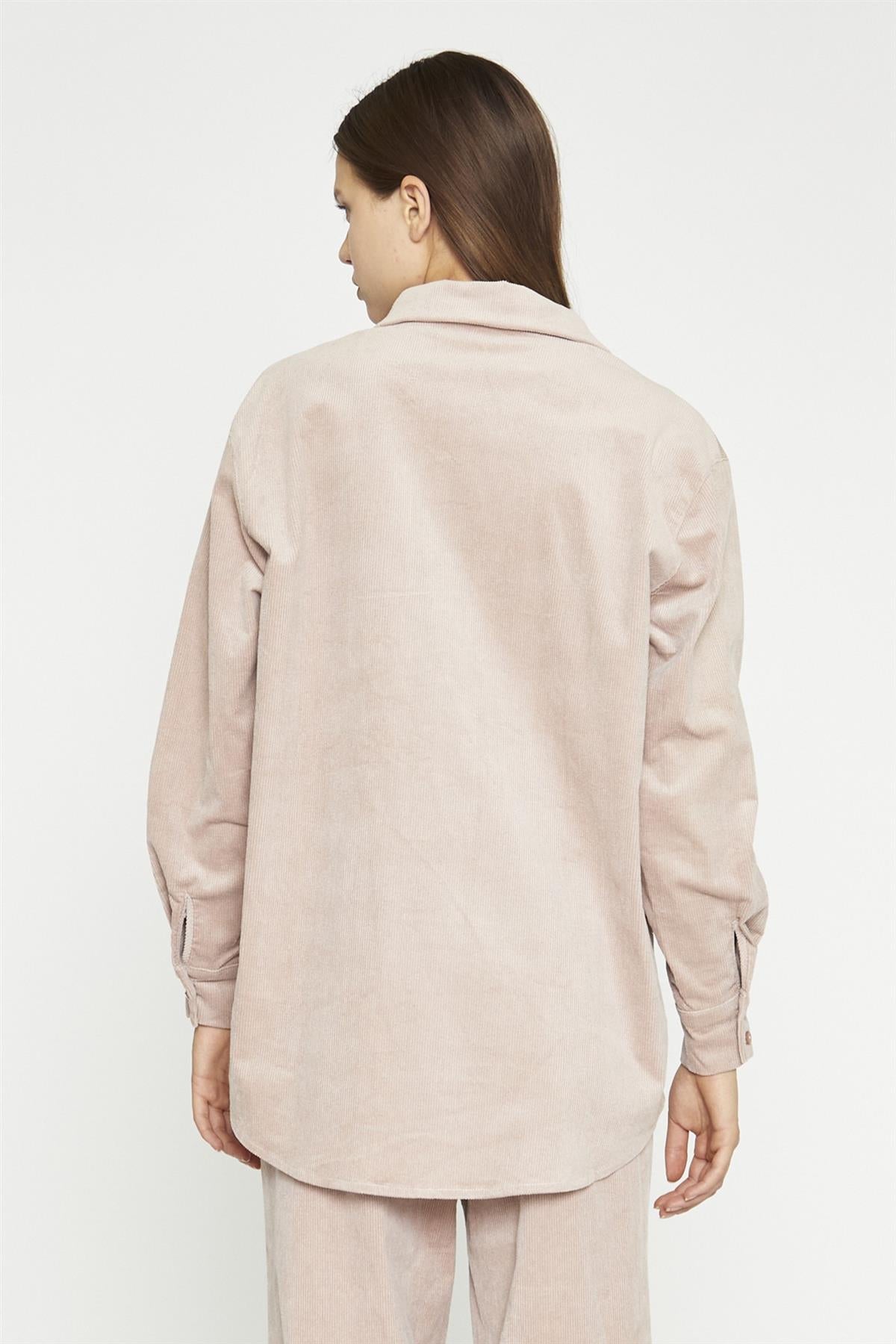 Blush Cord Ribbed Long-Sleeve Top