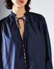 Navy Tie Chiffon Blouse