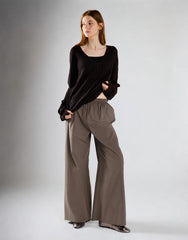 Smoke Brown Wide Leg Trousers
