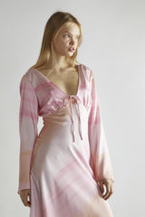 Pastel Digital Tie-dye  V-Neck Midi-Dress
