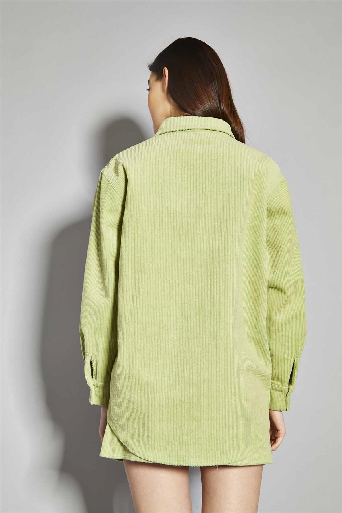Pistachio Corduroy Button Front Shirt