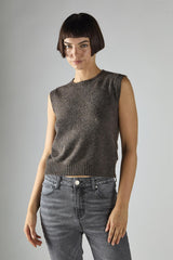 Dark-Brown-Marl Vest Sleeveless Top