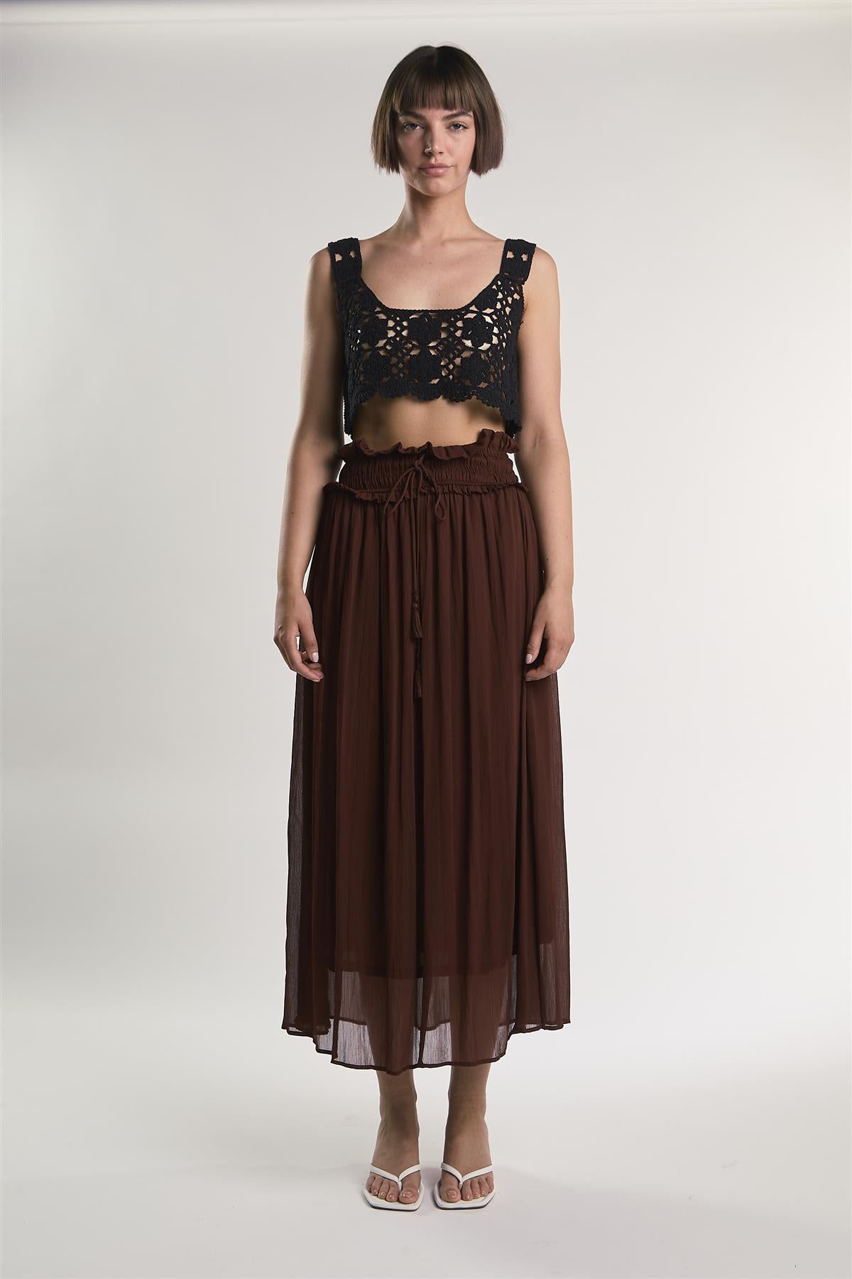Black Crochet Crop-Top