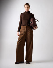 Khaki Brown Wide Leg Suit Trousers