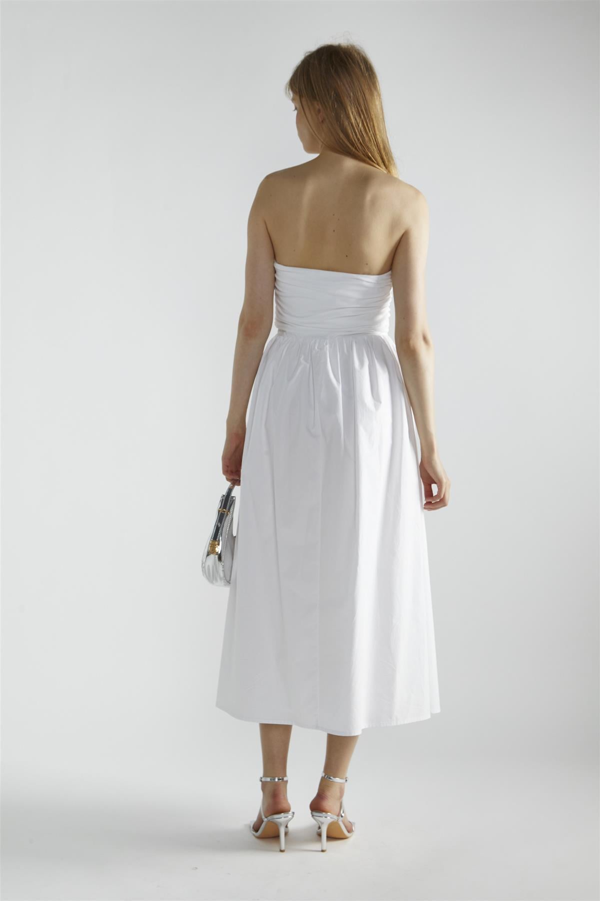 White Smocked Midi-Dresses