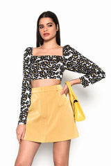 Ochre-Pu A-Line Mini-Skirt