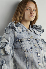 Acid Wash Flower Denim Jacket