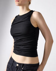 Ruched Vest Top - Black