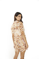 Retro-Marble Sheer Short-Sleeve-Top