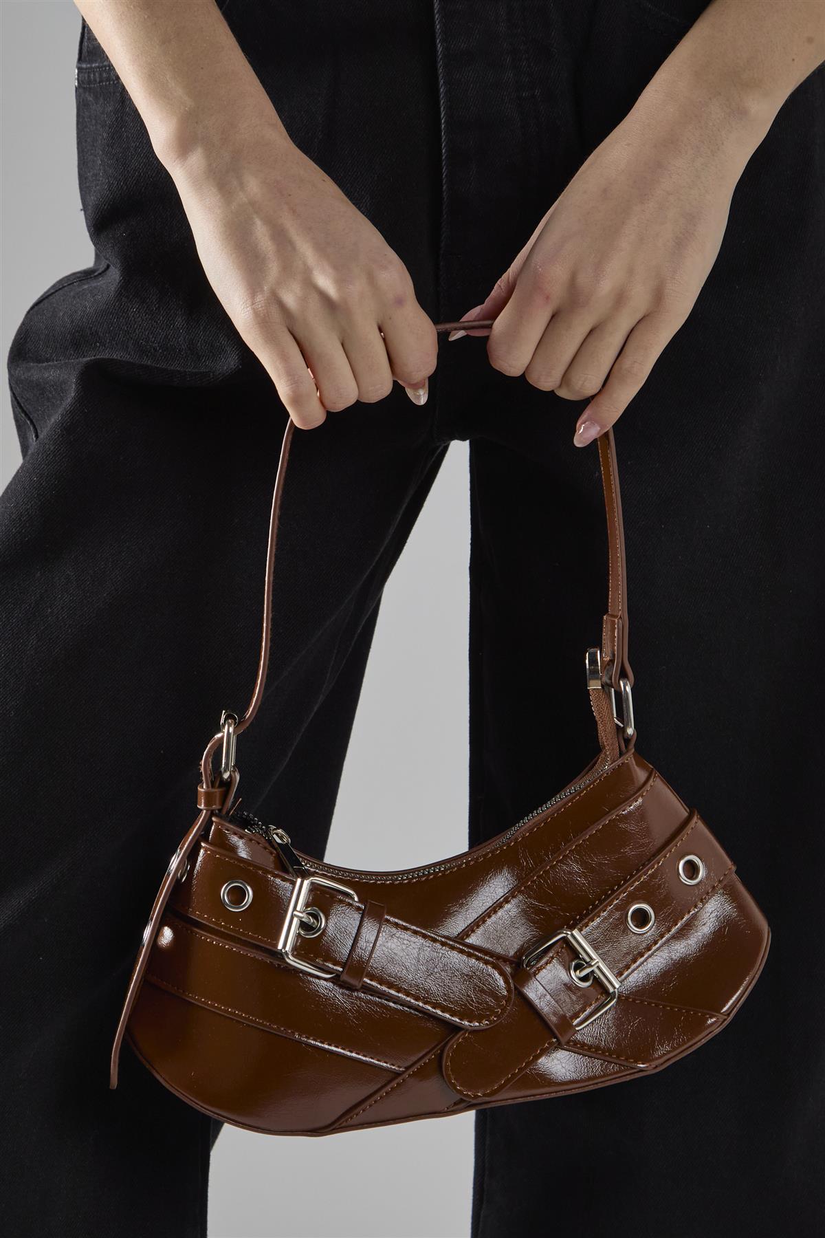 Brown Buckle Shoulder-Bag