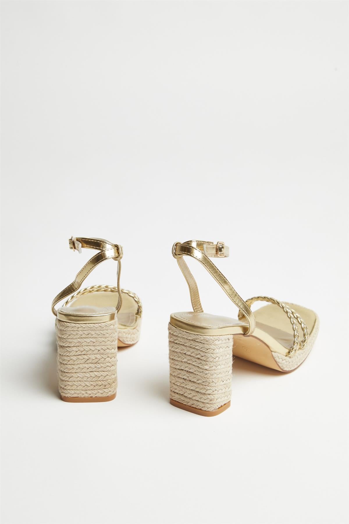 Gold Braided Espadrille-Heels