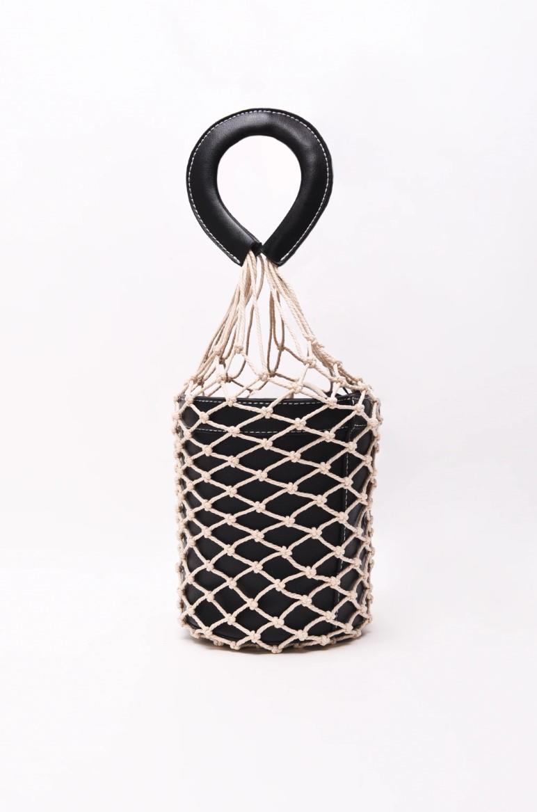 Black Net Covered Bucket Bag