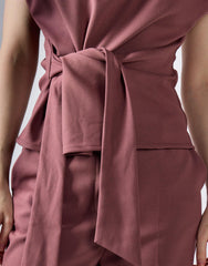 Mauve Tie Front Top