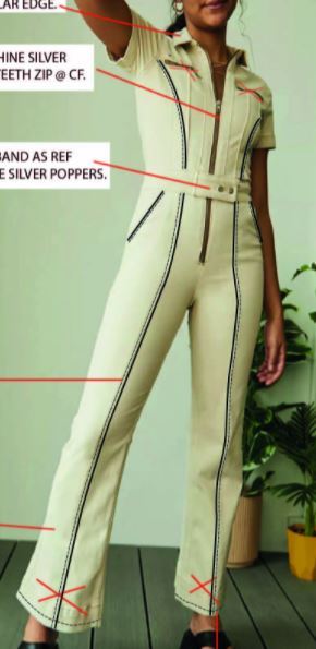 Black-Baby-Cord Belted Long-Jumpsuit