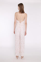 White-Base Floral Loose-Fit Jumpsuit