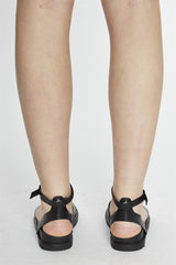 Black PU Buckle Strap Sandals