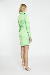 Bright-Green Wrapped Shirt Mini-Dress
