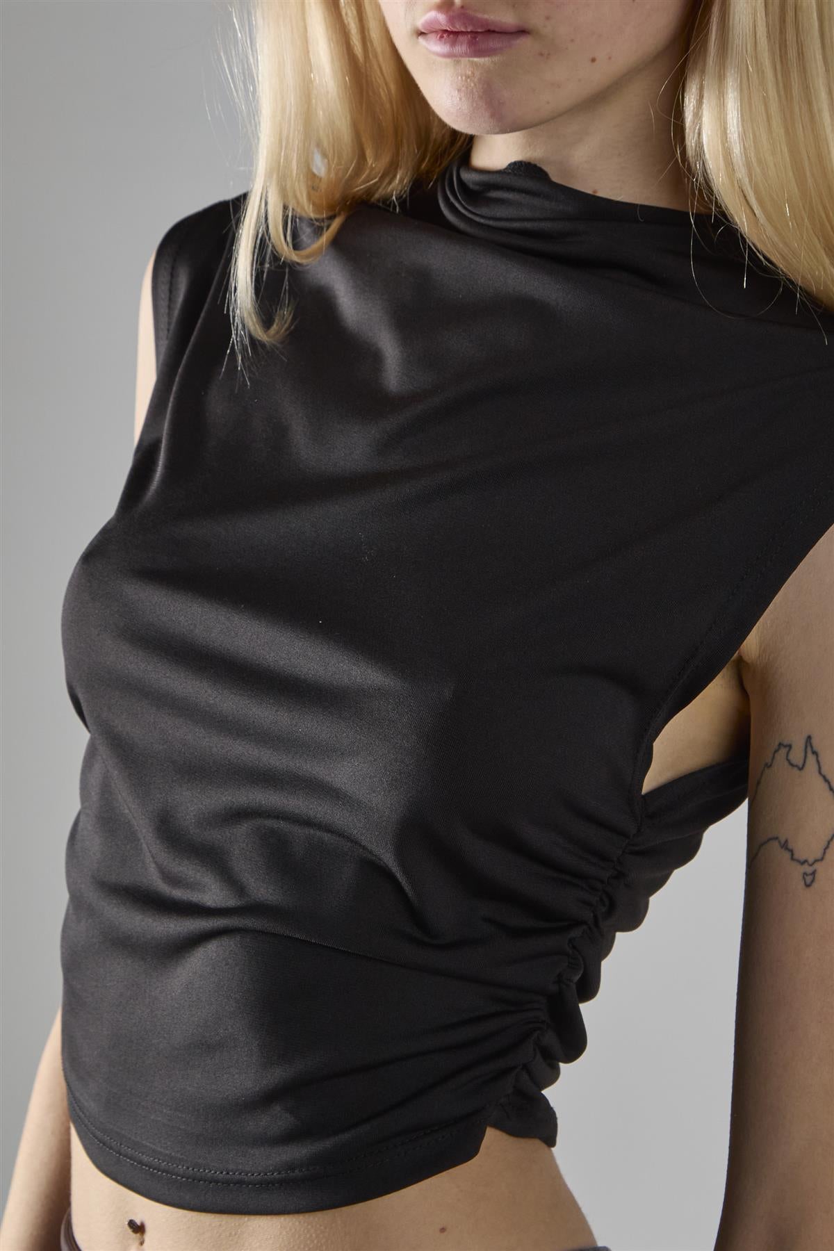 Black Mock Neck Crop-Top