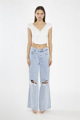Off-White Lace-Trim Crop-Top