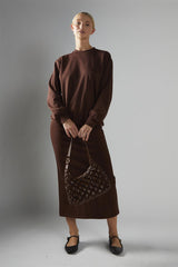 Deep-Brown High-Waisted Maxi-Skirt