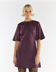 Chocolate Plum Cotton Mini Dress
