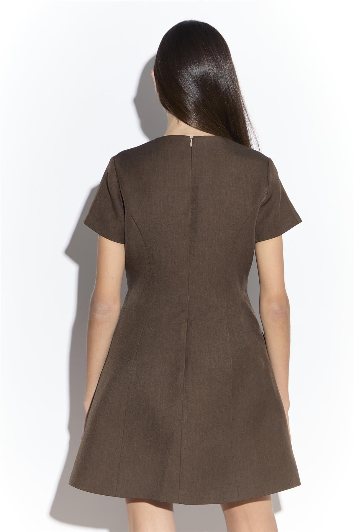 Brown Tailored Mini Dress