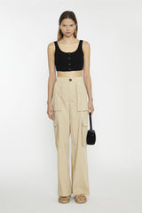 Black Button-Front Crop-Top