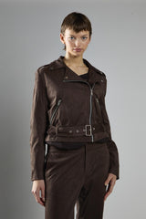 Brown Long Sleeve Biker Jacket