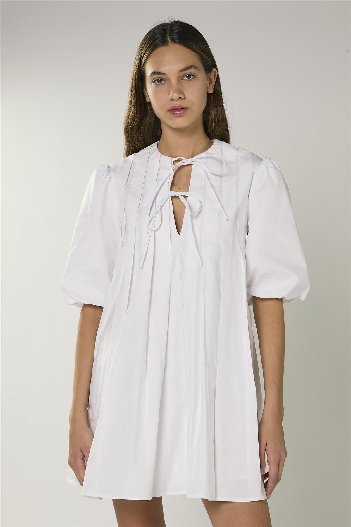 White Pleated Dress