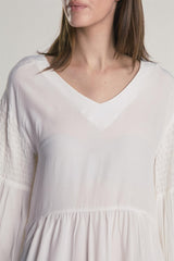 White Tiered Midi-Dress