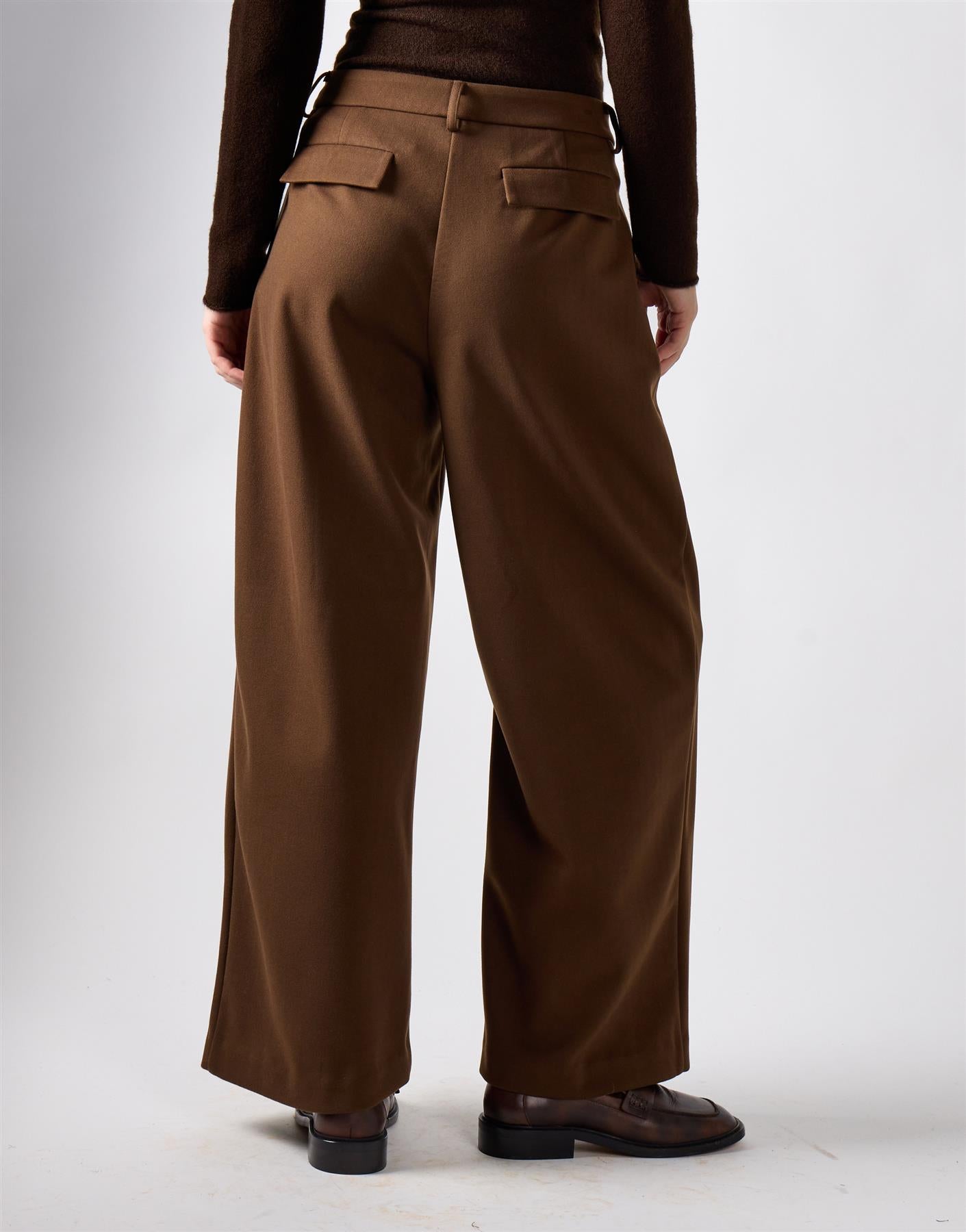Khaki Brown Wide Leg Suit Trousers