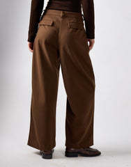 Khaki Brown Wide Leg Suit Trousers